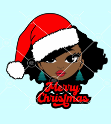 afro woman christmas svg, black girl christmas svg, afro queen christmas svg