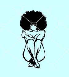 afro woman seated svg, african american svg, black woman svg, black girl magic svg