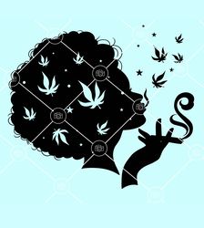 afro woman smoking a blunt svg, weed svg files, afro woman silhouette svg, weed mom svg, weed leaf svg