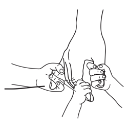 father holding hands of 3 kids svg