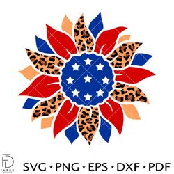 4th of july leopard sunflower svg, 4th of july svg, patriotic svg, independence day svg, usa svg, cricut, vector cut fil