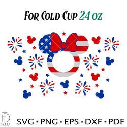 4th of july minnie mouse full wrap svg, starbucks svg, coffee ring svg, cold cup svg, cricut, vector cut file