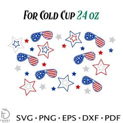 4th of july sunglasses full wrap svg, starbucks svg, coffee ring svg, cold cup svg, cricut, vector cut file