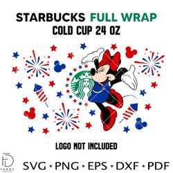 4th of july usa minnie mouse full wrap svg, starbucks svg, coffee ring svg, cold cup svg, cricut, vector cut file