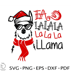 christmas llama la la la svg, christmas llama svg, llama