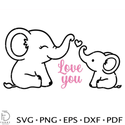 cute mom and baby elephant svg, sweet love svg, elephant