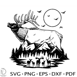 elk deer nature svg, elk deer svg, deer hunting svg