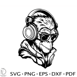 monkey music face svg, monkey headphones svg, monkey svg