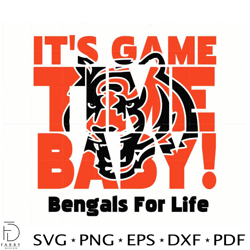 cincinnati bengals team svg it's game time baby cutting digital file
