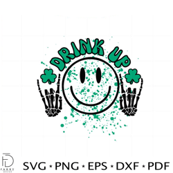 dink up st patrick day shamrock st patricks day smiley face svg