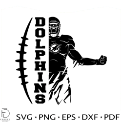 dolphins football player svg digital download