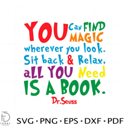 dr seuss inspirational quote all you need is a book svg