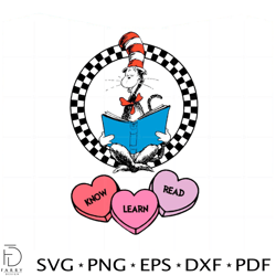 dr seuss know learn read cat in the hat svg cutting files