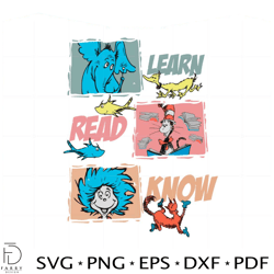 dr seuss learn read know funny cat in the hat svg cutting files