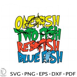 dr seuss one fish two fish red fish blue fish svg cutting files