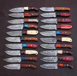 lot of 20 custom handmade damascus steel hunting skinner knife wood handle gift for him groomsmen gift wedding anniversa