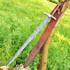 custom handmade damascus steel hobbit viking sword red wood handle gift for him groomsmen gift wedding anniversary gift