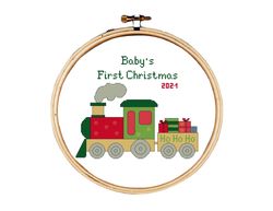 christmas cross stitch pattern, christmas train cross stitch pattern, baby's first christmas cross stitch pattern