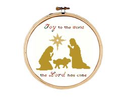 christmas cross stitch pattern, nativity scene cross stitch pattern, joy to the world the lord has come cross stitch