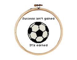 football cross stitch pattern, success isn't gained it's earned cross stitch pattern, football motivation cross stitch