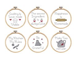 kitchen cross stitch patterns: 6 easy kitchen quote designs