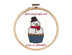 birthday cross stitch pattern, born in january cross stitch pattern, cupcake cross stitch pattern