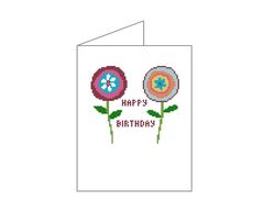 birthday card cross stitch pattern, happy birthday cross stitch, diy gift for birthdays, flowers model