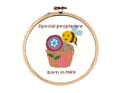 birthday cross stitch pattern, born in may cross stitch pattern, cupcake cross stitch pattern