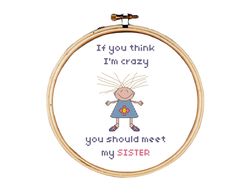 sister cross stitch pattern, crazy sister cross stitch, sisters cross stitch pattern