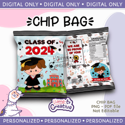 graduation chip bag, class of 2024, instant download