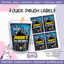 battle royale juice pouch bag label, capri sun, personalized, not editable