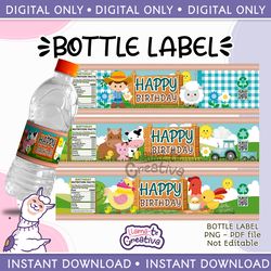 farm boy bottle label, printable birthday party, instant download