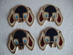 set of 4 soviet children's clothes hook elephant head multicolor ussr vintage