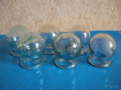 6 pcs health medical massage jars ussr soviet glass fire cupping cups vintage