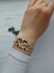 beaded leopard bracelet, leopard print bracelet, loom beaded jewelry, gift for girl.