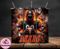 chicago bears tumbler wrap, crack hole design, logo nfl football, sports tumbler png, tumbler design 02