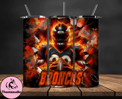 denver broncos tumbler wrap, crack hole design, logo nfl football, sports tumbler png, tumbler design 05