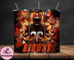 cleveland browns tumbler wrap, crack hole design, logo nfl football, sports tumbler png, tumbler design 06