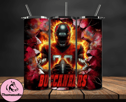 tampa bay buccaneers tumbler wrap, crack hole design, logo nfl football, sports tumbler png, tumbler design 07