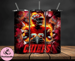 kansas city chiefs tumbler wrap, crack hole design, logo nfl football, sports tumbler png, tumbler design 10