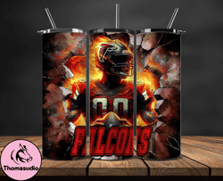 atlanta falcons tumbler wrap, crack hole design, logo nfl football, sports tumbler png, tumbler design 16