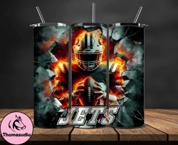 new york jets tumbler wrap, crack hole design, logo nfl football, sports tumbler png, tumbler design 19