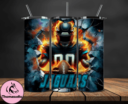 jacksonville jaguars tumbler wrap, crack hole design, logo nfl football, sports tumbler png, tumbler design 18