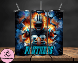 carolina panthers tumbler wrap, crack hole design, logo nfl football, sports tumbler png, tumbler design 22