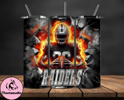 las vegas raiders tumbler wrap, crack hole design, logo nfl football, sports tumbler png, tumbler design 24