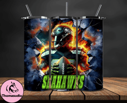 seattle seahawks tumbler wrap, crack hole design, logo nfl football, sports tumbler png, tumbler design 28