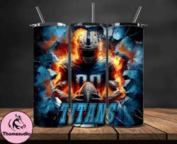 tennessee titans tumbler wrap, crack hole design, logo nfl football, sports tumbler png, tumbler design 31