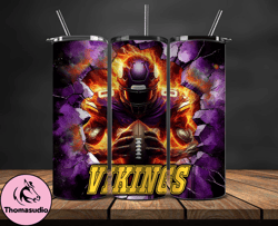 minnesota vikings tumbler wrap, crack hole design, logo nfl football, sports tumbler png, tumbler design 32