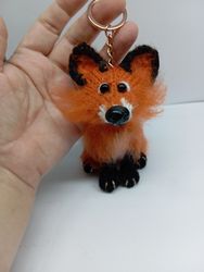 knitted fox keychain,fox car mirror hanging, plushies fox, bag pendant, keyring toy, fox car pendant, knitted fox toy