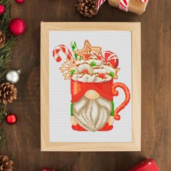 christmas gnome, cross stitch pattern